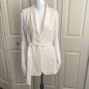 Tahari women's ivory Sleeveless Tie-Waist vest top.  #0481